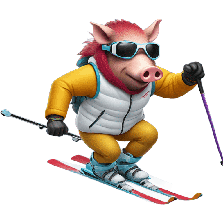 Razorback skiing emoji