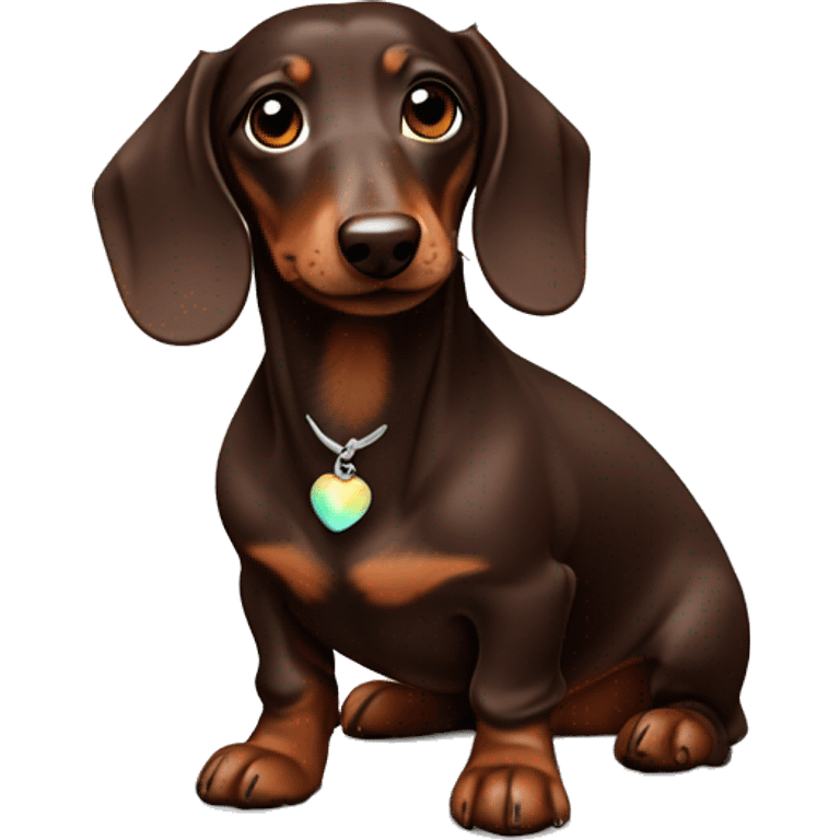 chocolate-colored dachshund with opalines emoji