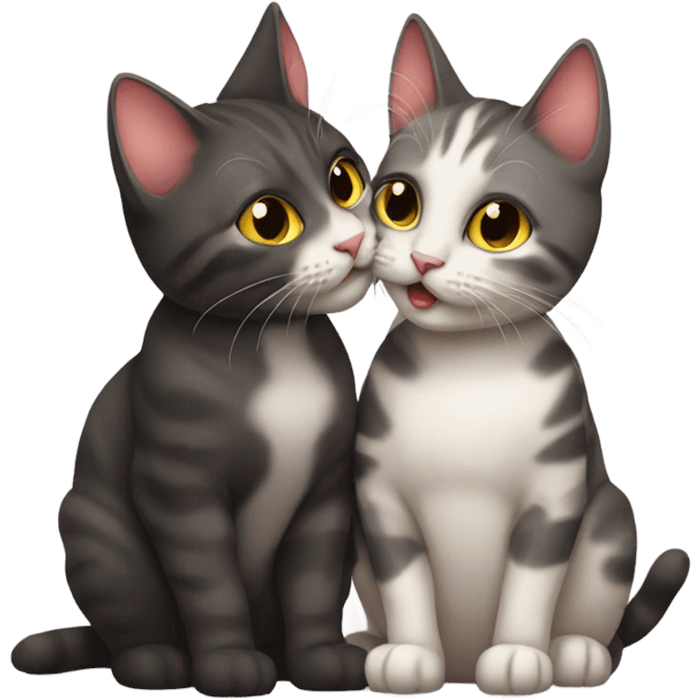 Female cat kissing male cat emoji