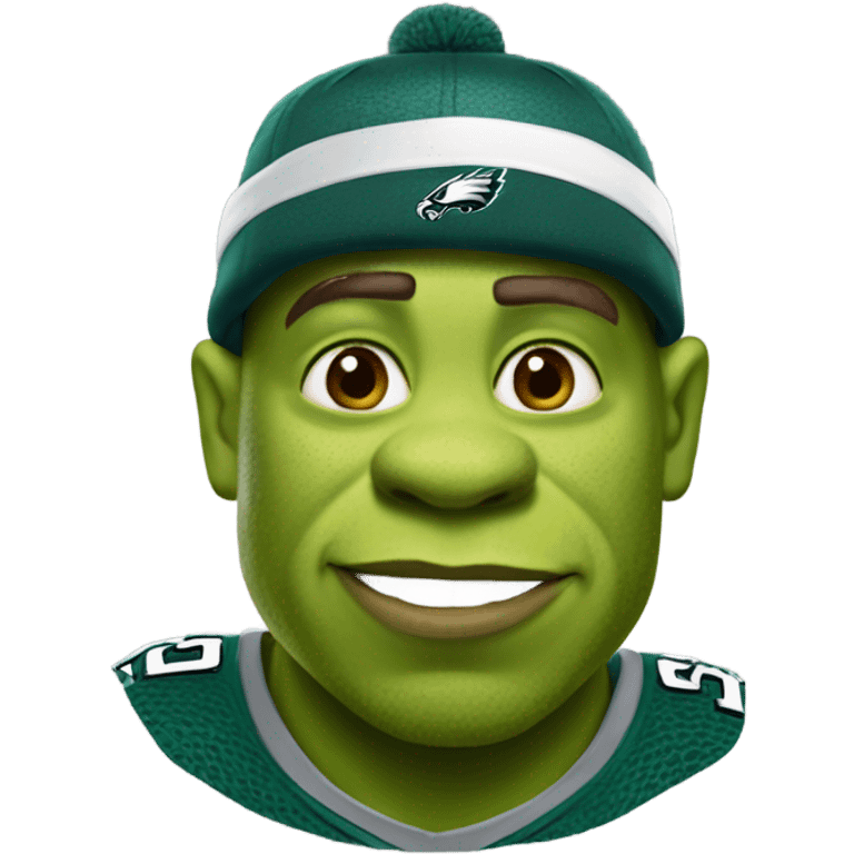 Shrek in a Philadelphia eagles hat emoji