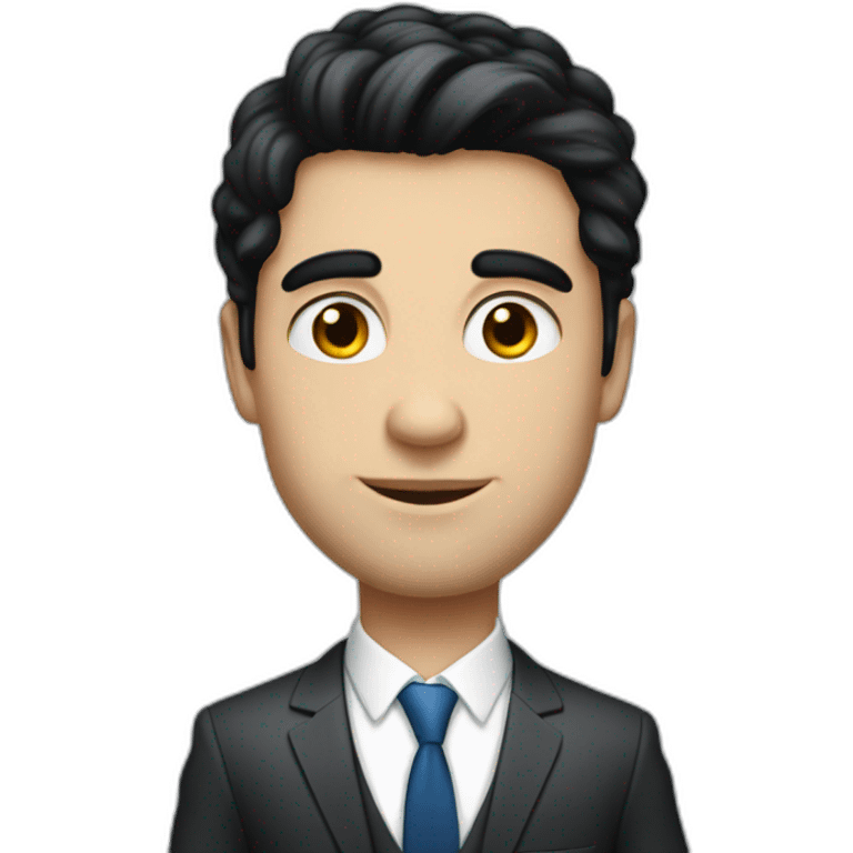 black hair, 30 year old, caucasian, billionaire, blue eyes, entrepreneur, suit emoji