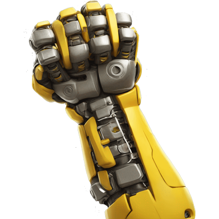 Flexing yellow mechanical cyborg bicep with shocks attached to arm emoji