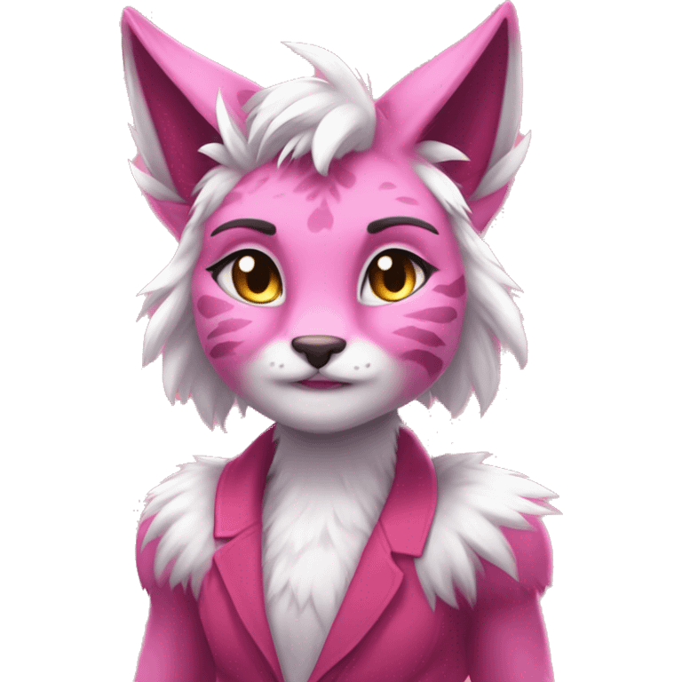 Anthropomorphic Anthro Pink Sona Lynx-Fakémon Furry Full Body emoji