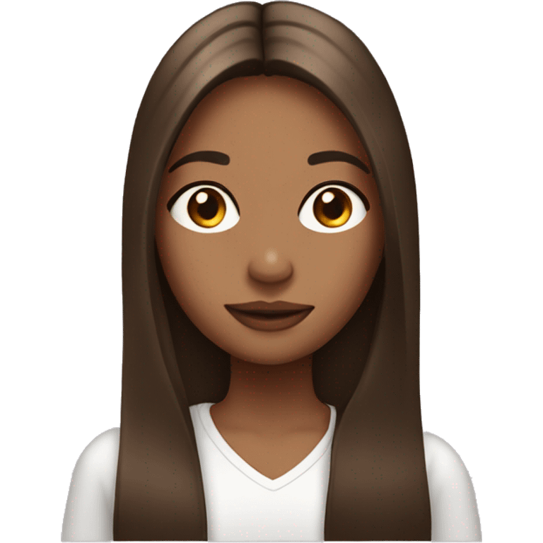 brown straight middle part hair girl emoji