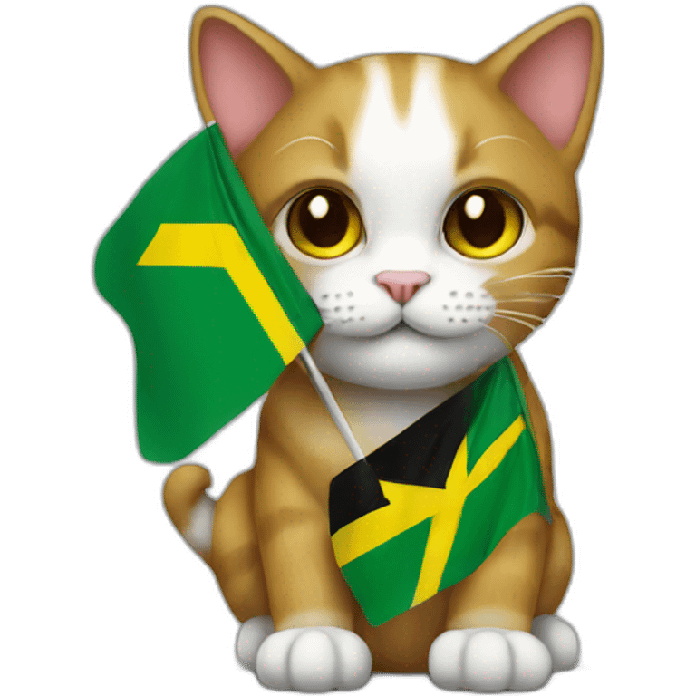 a cat holding a Jamaican flag emoji