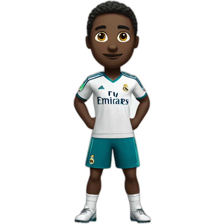 Black skin player with Real Madrid T-shirt with his arms open emoji