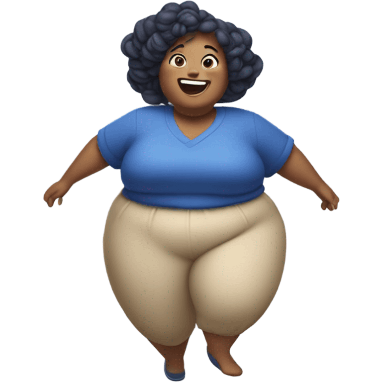 Blueberry fat woman rolling away emoji