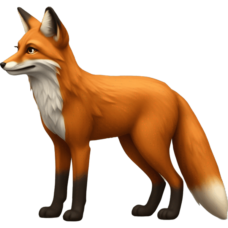 fox, side profile standing up facing left realistic. side profile emoji