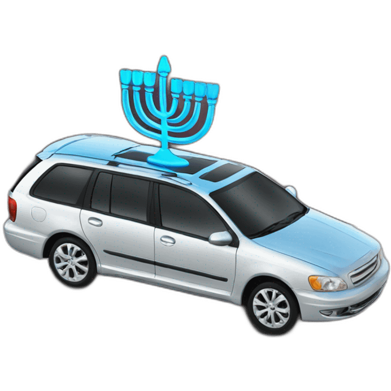 Menorah on car roof emoji