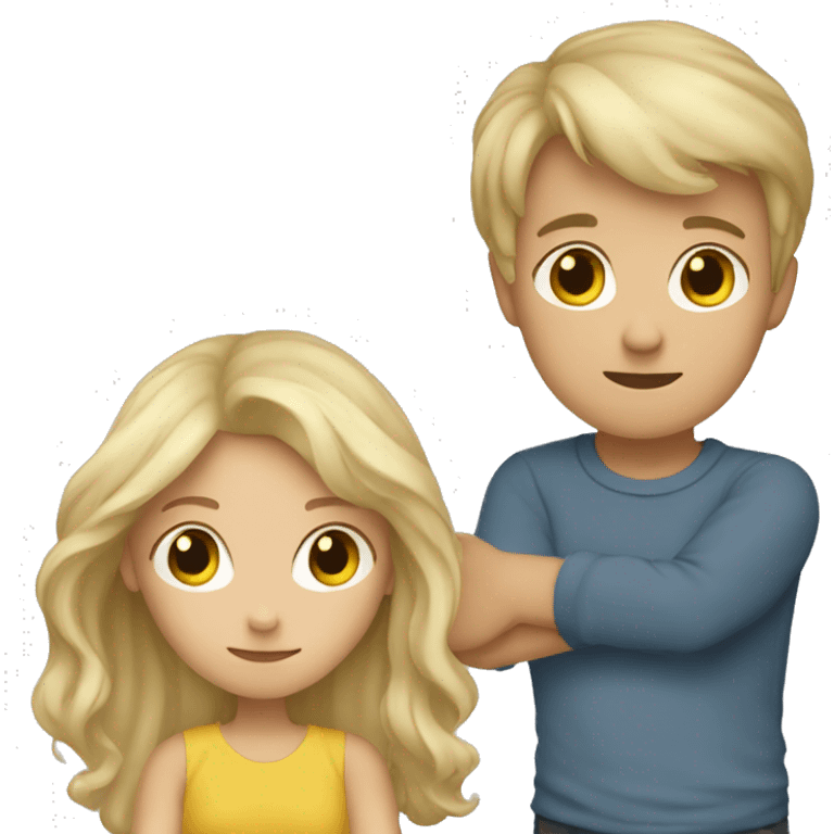 blonde hair girl and brown hair boy hugging  emoji