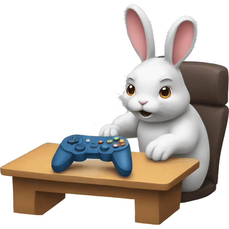 rabbit playing video game emoji