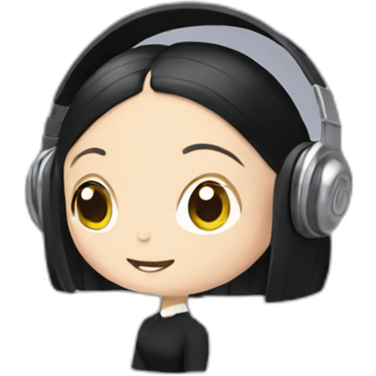 Dancing Wednesday addams with headphone emoji