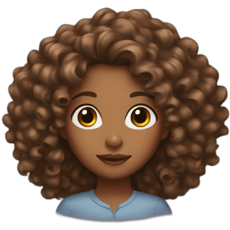 brown girl with long curly hair emoji