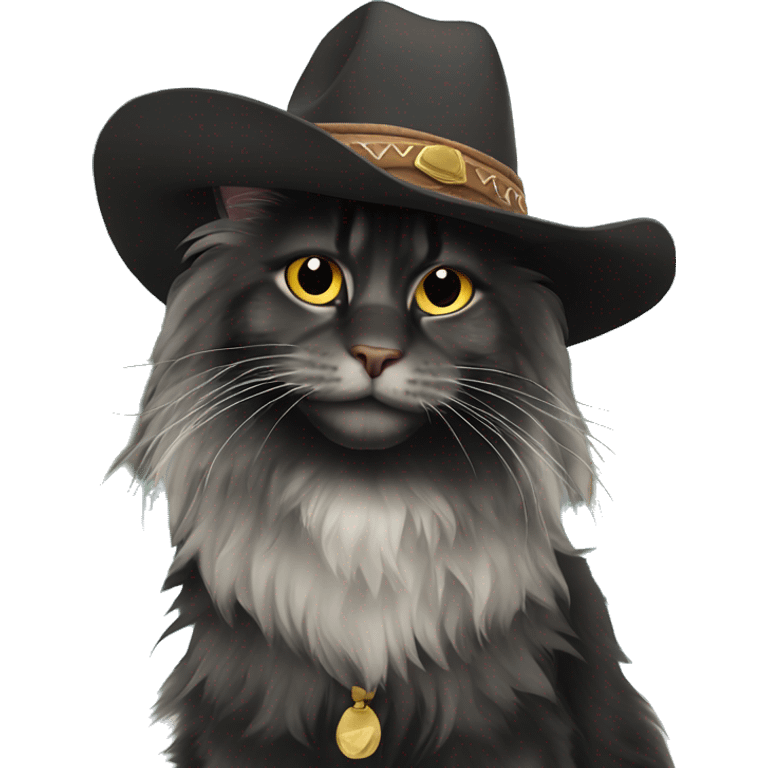 black maine coon with cowboy hat emoji