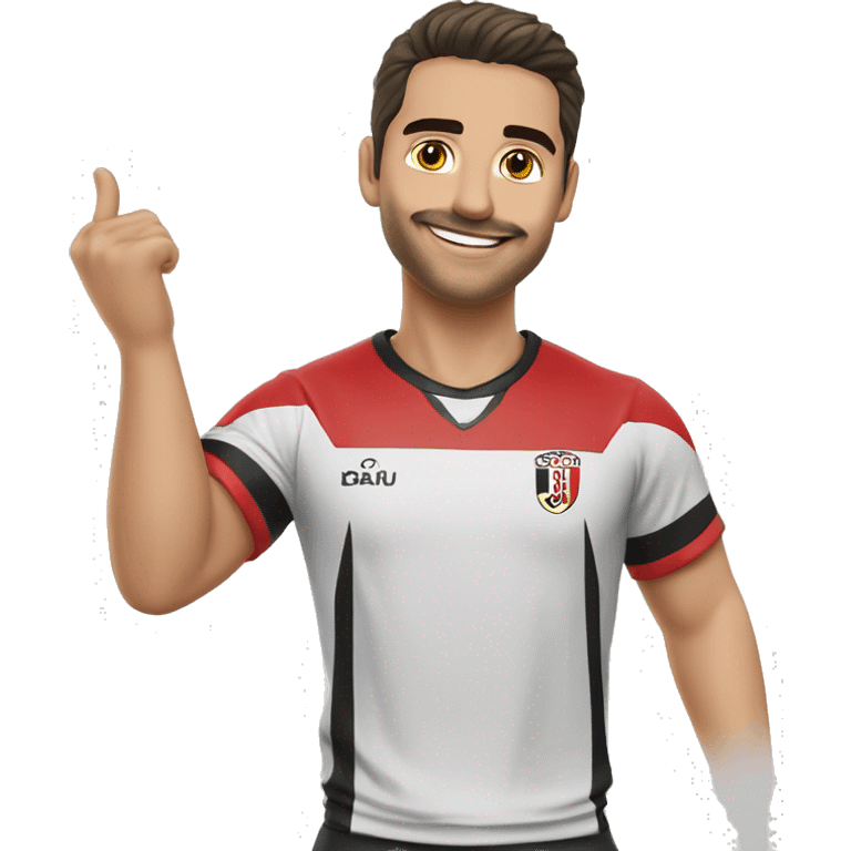 homem gordinho brando com camiseta do sao paulo emoji