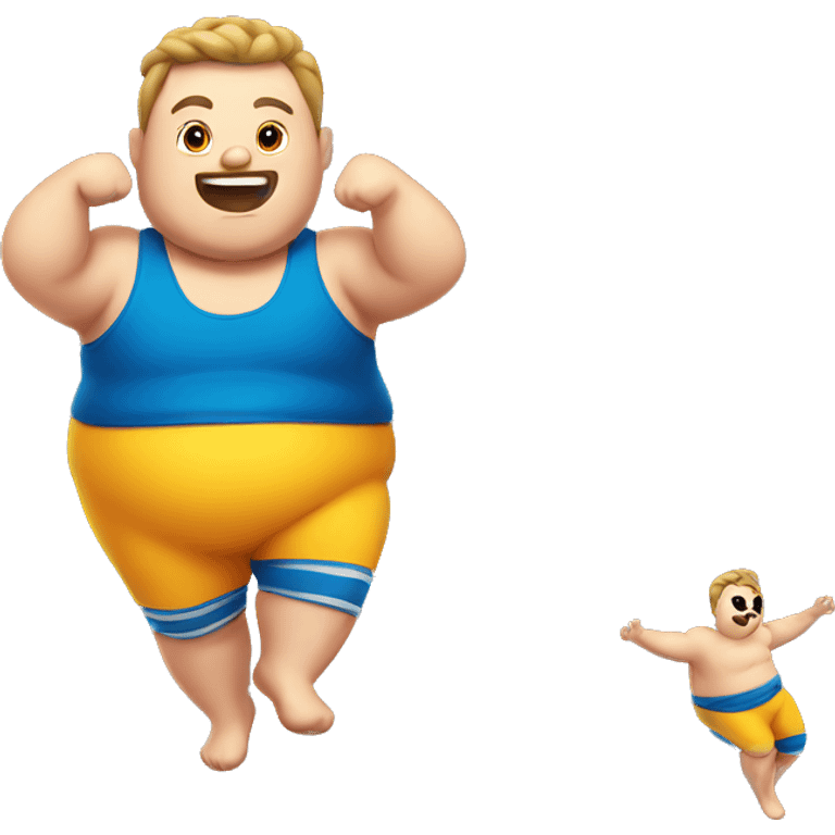 Fat guy on trampoline emoji