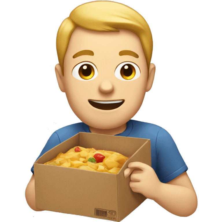 White man eating a box emoji