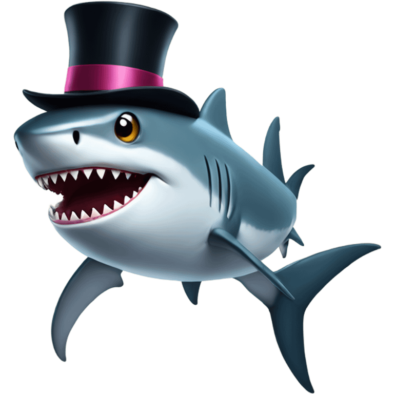 Shark with a top hat emoji