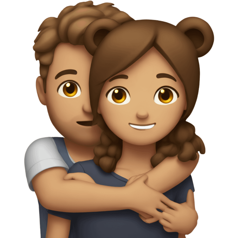 Bear hugging brown haired girl emoji