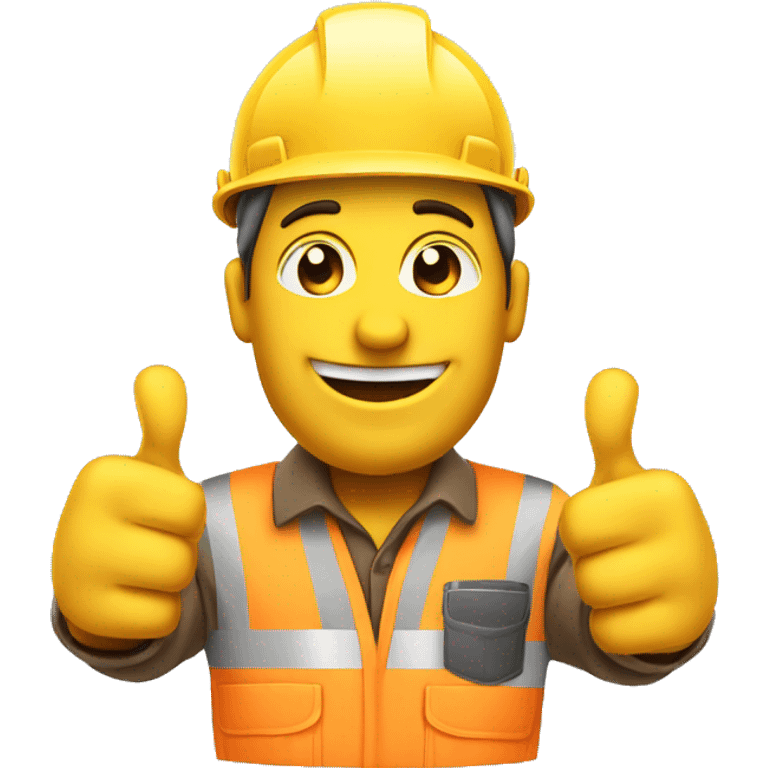 construction worker say thanks, with two thumbs hands up emoji