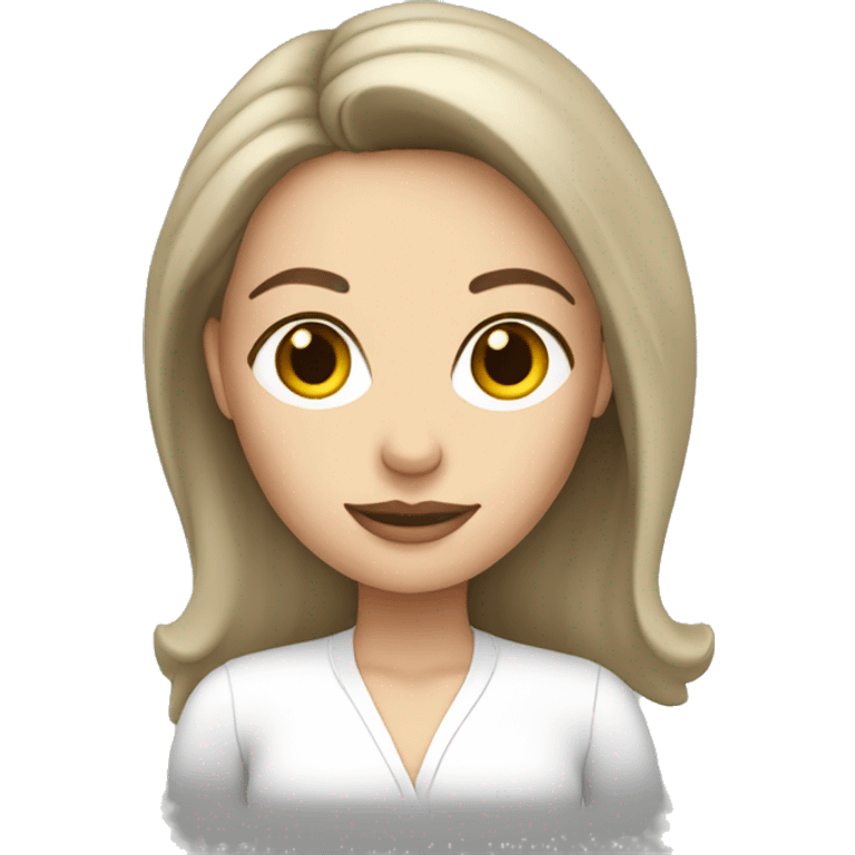 Brunette white woman in a white set emoji