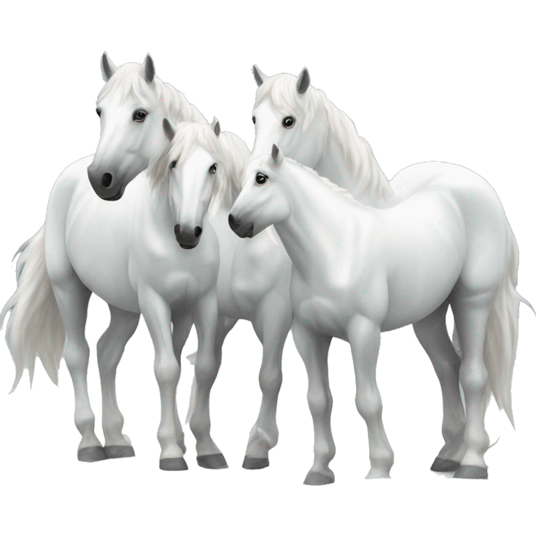 Three white horses snow emoji