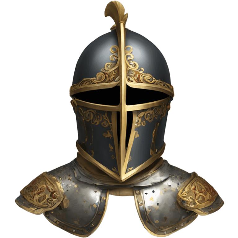 ornate french full-face armet helmet intricate inlays emoji