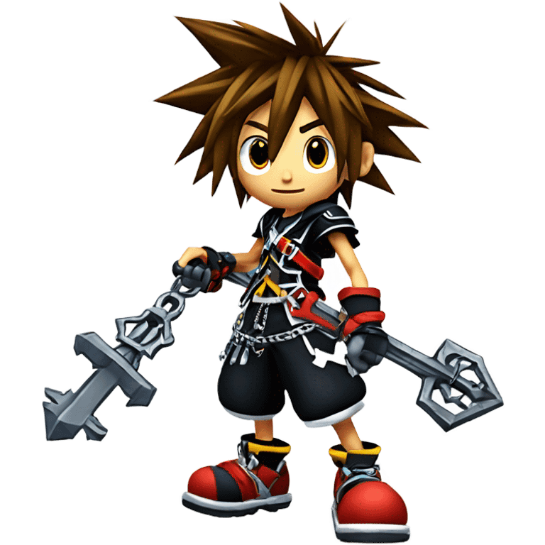 ai generated image of sora from kingdom hearts with his keyblade emoji