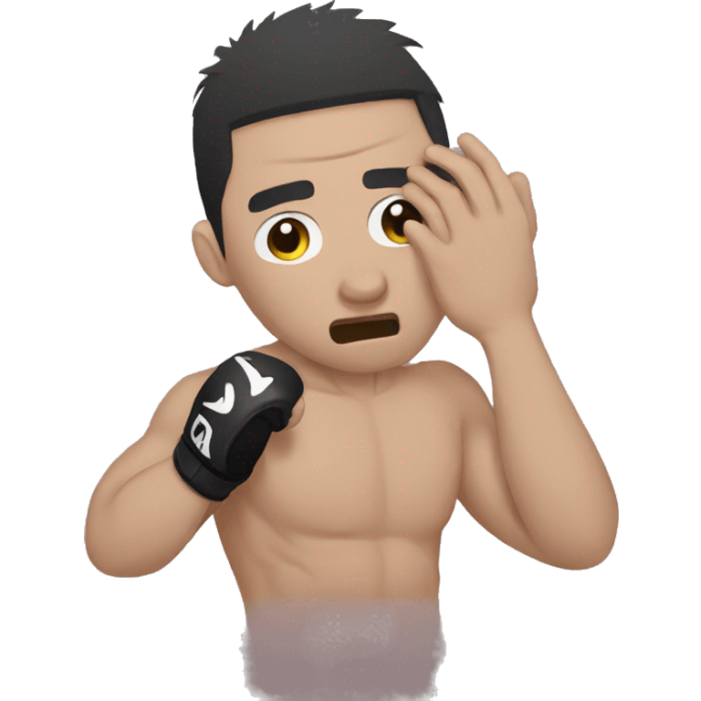 mma fighter hiding his face using hands emoji