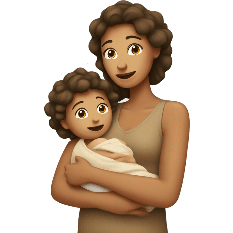 tan mum and baby cuddle emoji