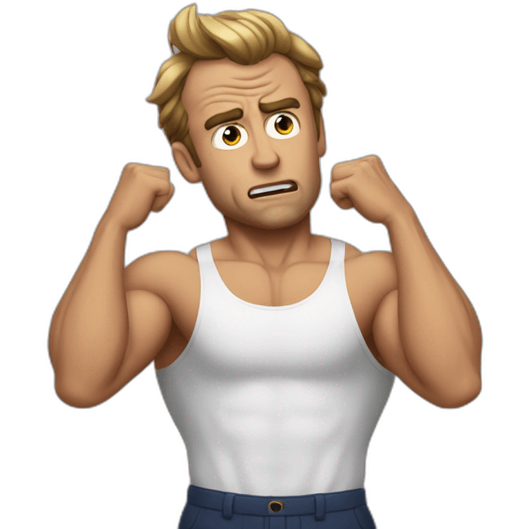 muscle macron frustrated pulling hair emoji