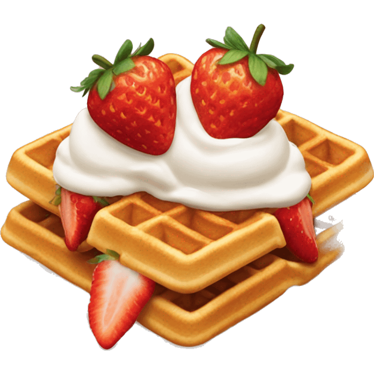 Waffle with strawberries and cream emoji