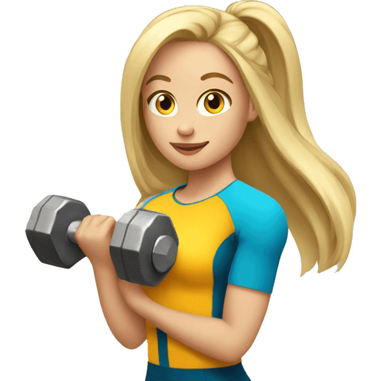 Sports Girl with long blond hair holding dumbbell emoji