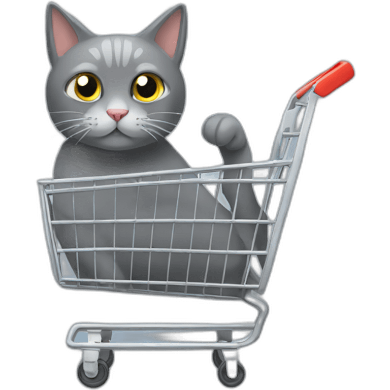 shopping cart with gray cat inside emoji