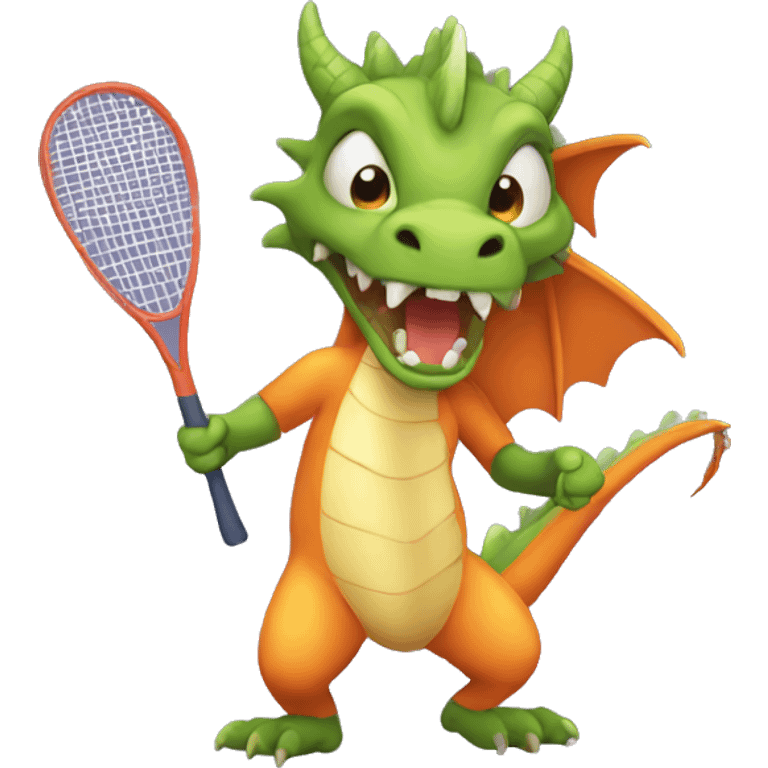 Dragon playing squash emoji