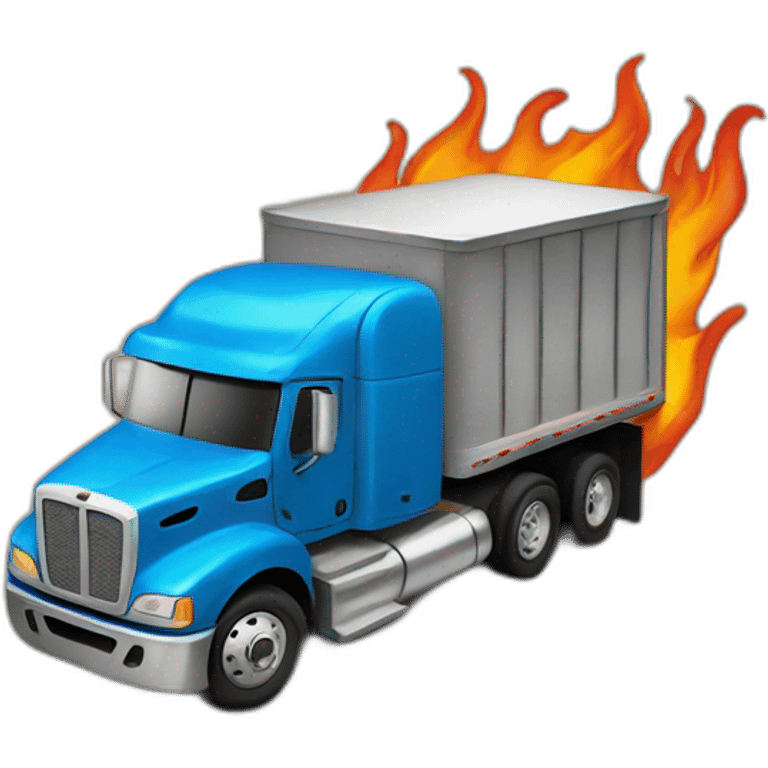 semi truck on flame emoji