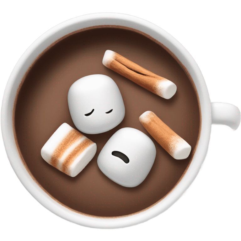 being cup of hot chocolate with marshmallows and cinnamon emoji