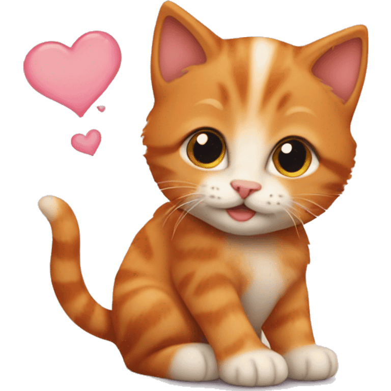 Ginger kitten showing love emoji