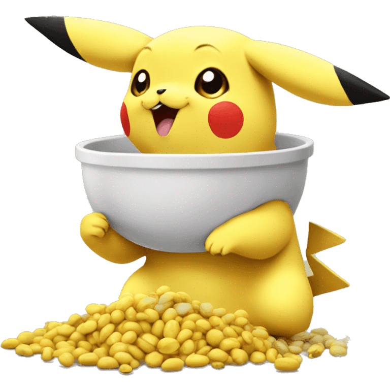 Pikachu eating beans emoji