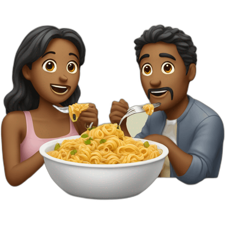 couple eating pasta like lady and the tramp emoji