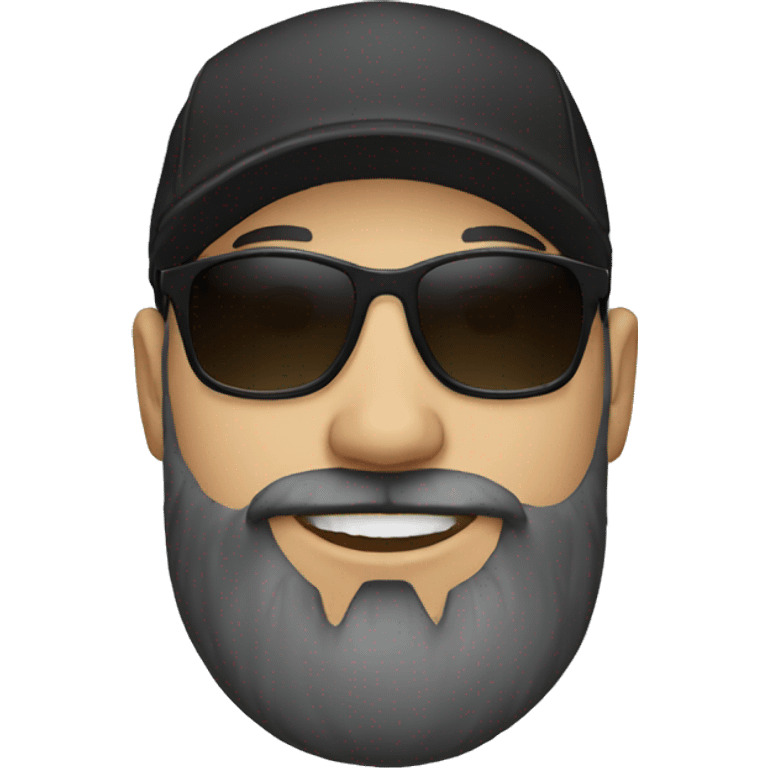 Bald man with beard and black sunglasses and cap emoji