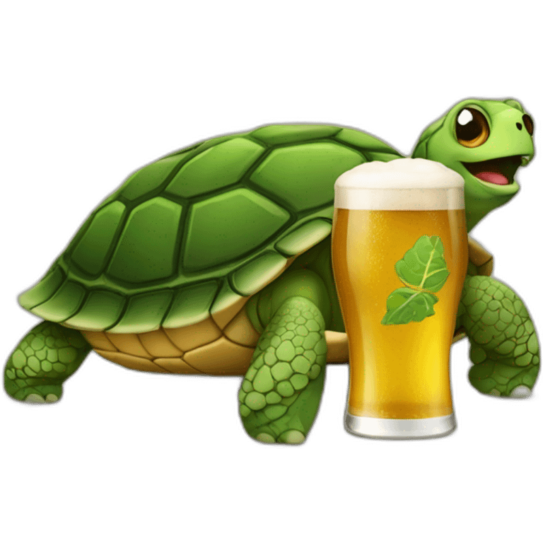 Tortue avec une bière  emoji