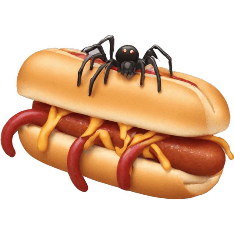 Spider eating a hotdog emoji