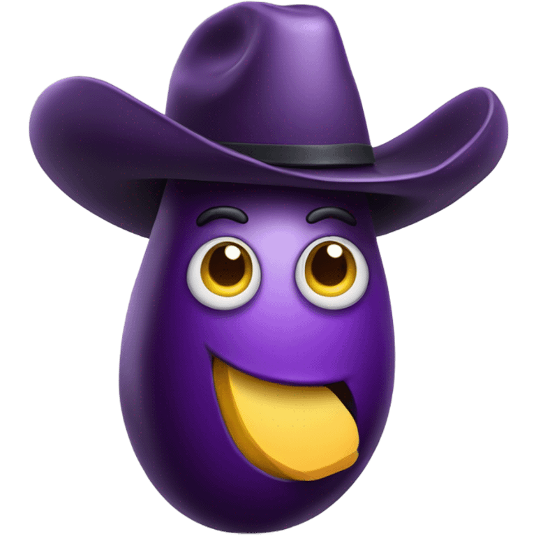 eggplant with a face and a cow boy hat emoji