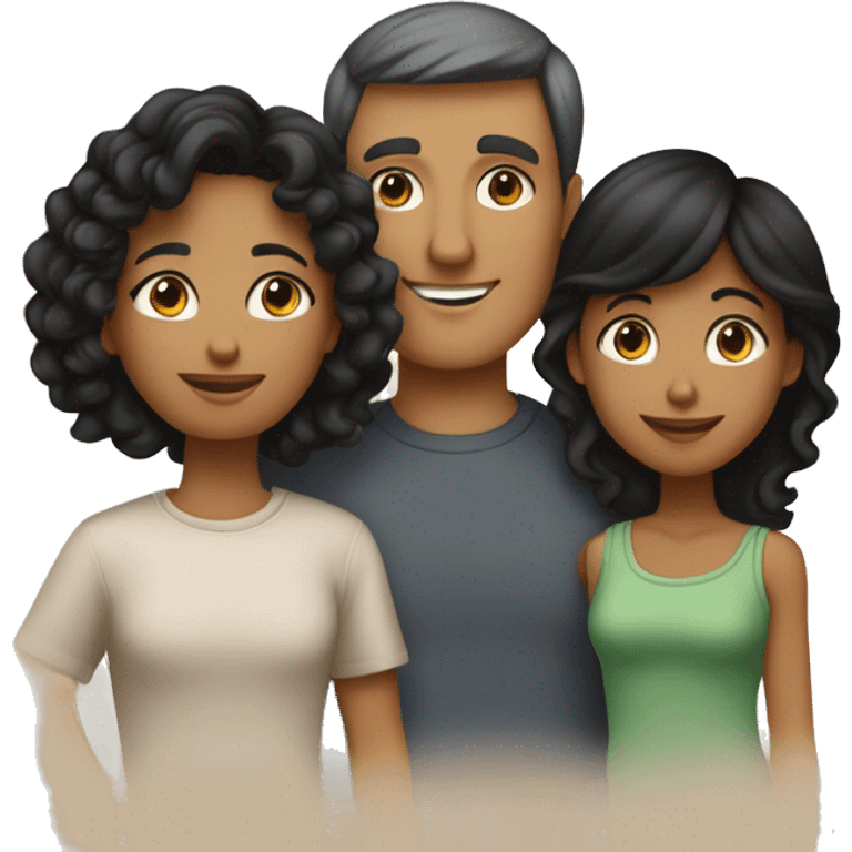 Family of 4; MOM IS A TAN SKIN GIRL, with BLACK HAIR and BANGS; DAD IS A LIGHT BROWN SKIN BOY, with SHORT STRAIGHT BLACK HAIR; OLDER DAUGHTER IS A TAN SKIN GIRL, with LONG BROWN CURLY HAIR; YOUNGER SON IS A FAIR SKIN BOY, with SHORT STRAIGHT BLACK HAIR emoji