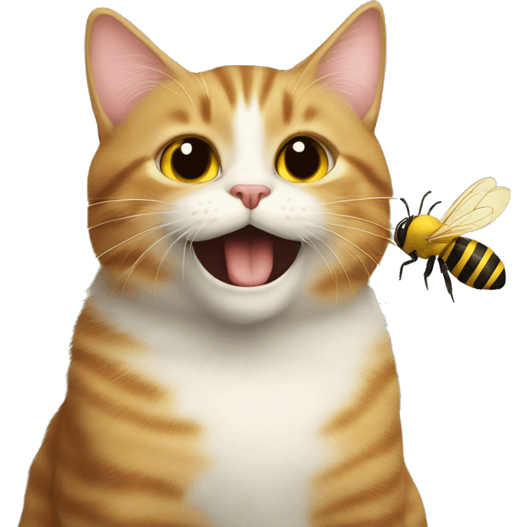 a cat kissed by bee emoji