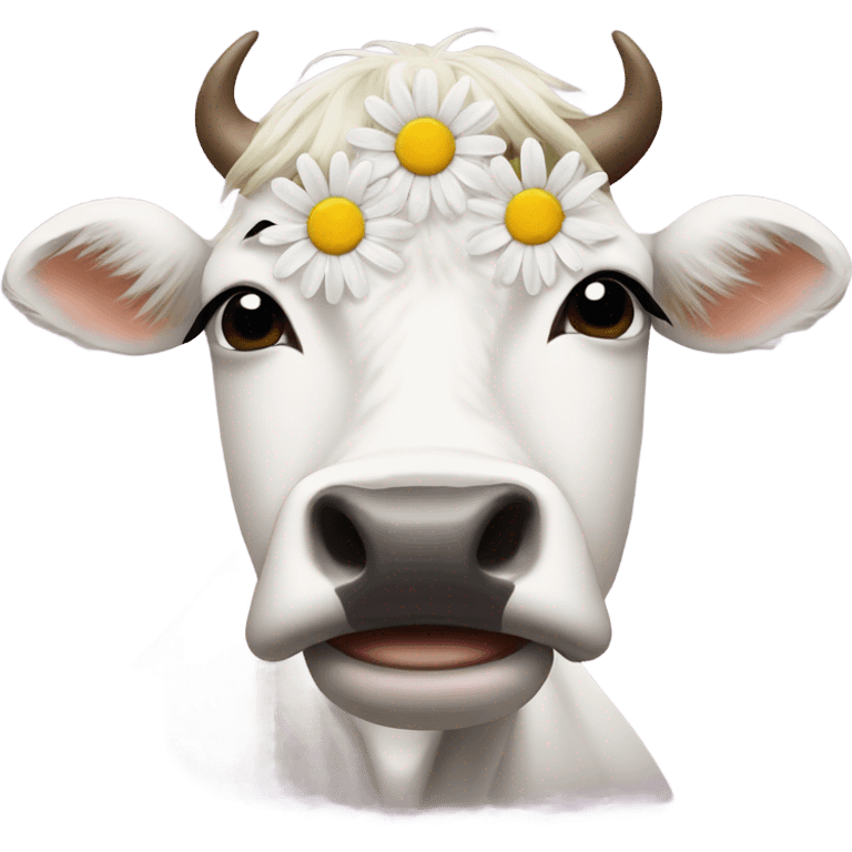 Cow with daisy in hair emoji