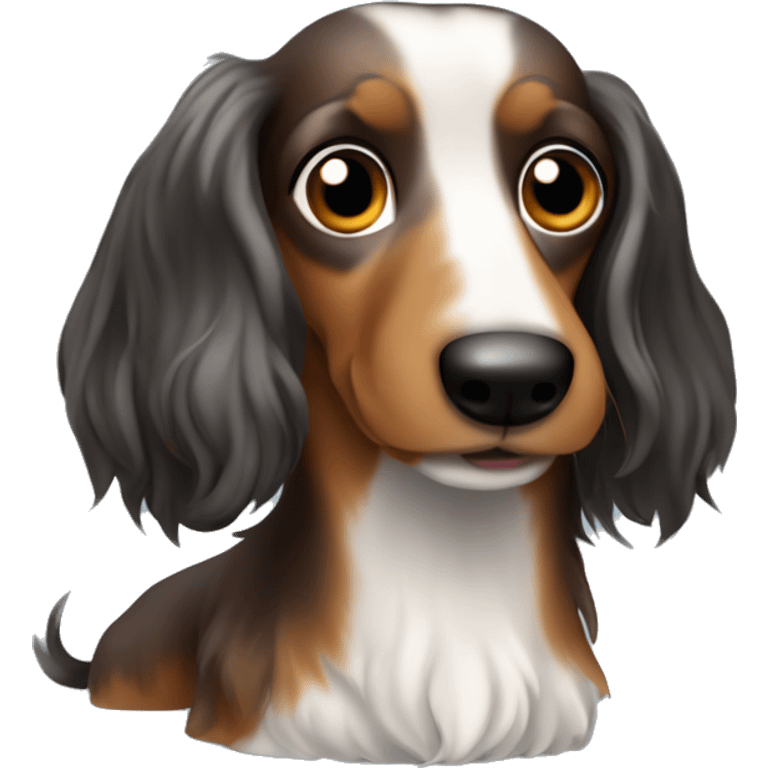 sausage dog long hair dapple emoji