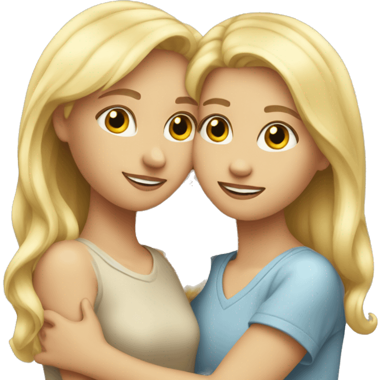 blond Girl best friends hugging  emoji