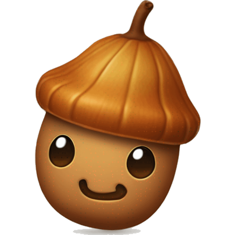 A whimsical acorn with a tiny autumn leaf sitting on top as a cute hat. emoji